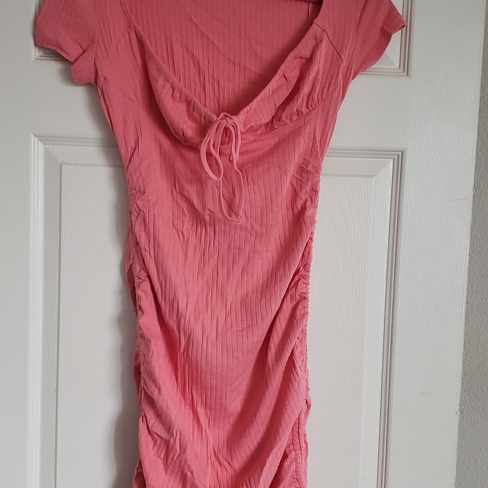 SHEIN Pink Flutter Sleeve Bodycon Dress
